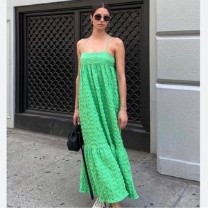 Zara Green Textured Maxi Dress